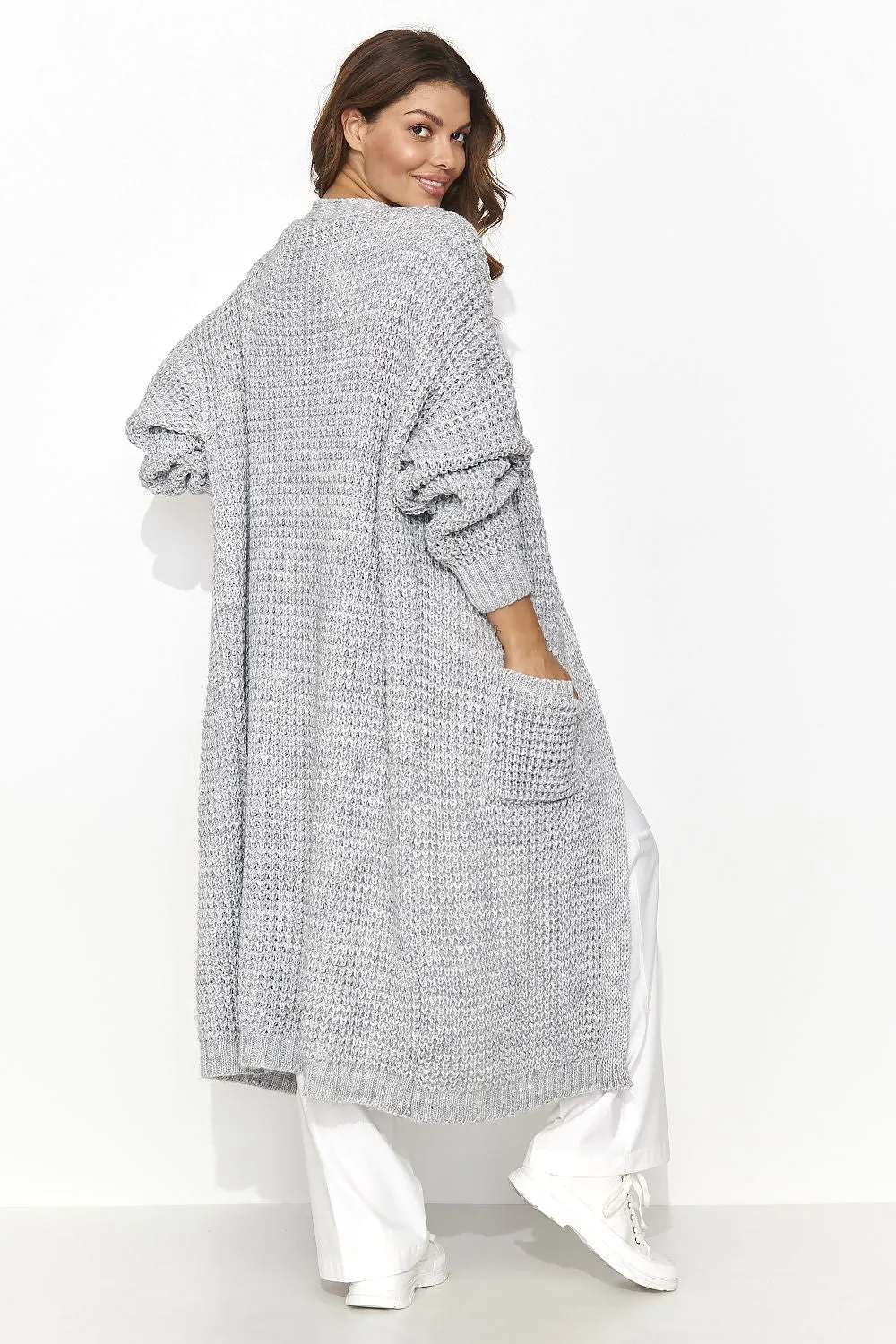 Elegant Open-Front Cardigan with Pockets