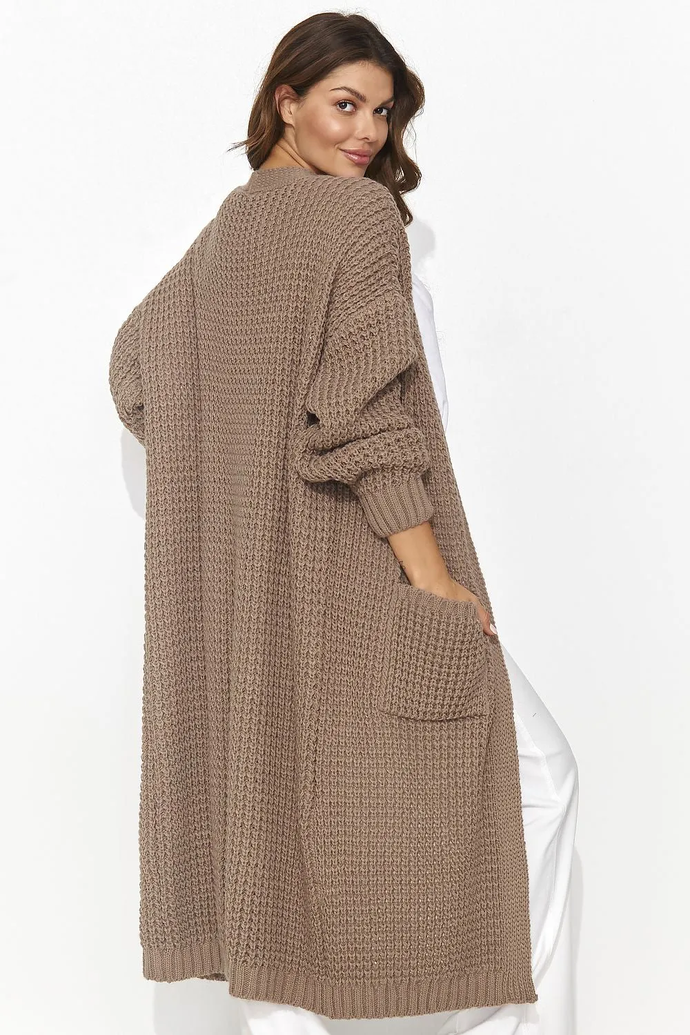 Elegant Open-Front Cardigan with Pockets