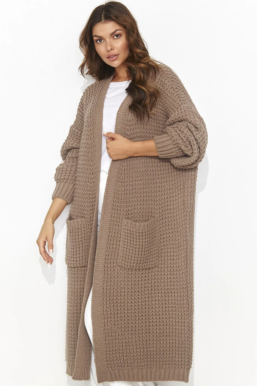 Elegant Open-Front Cardigan with Pockets