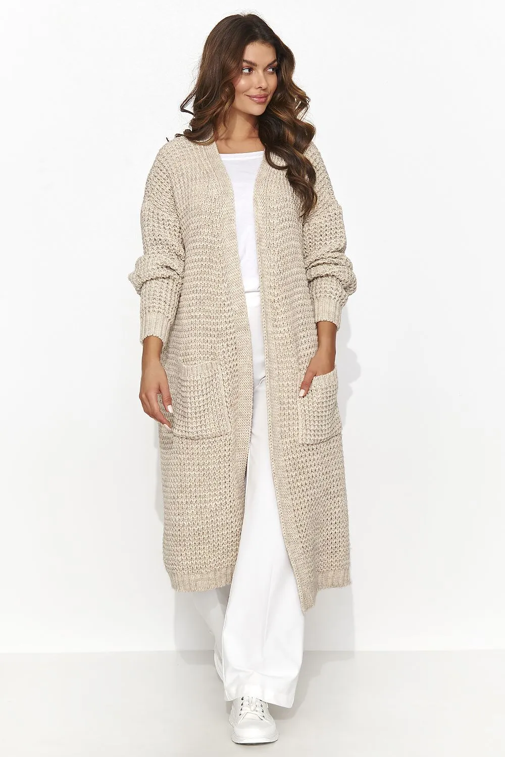Elegant Open-Front Cardigan with Pockets