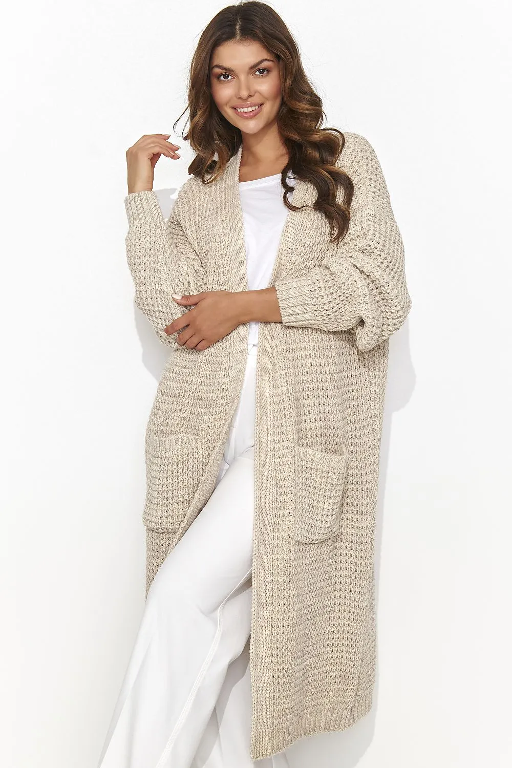 Elegant Open-Front Cardigan with Pockets