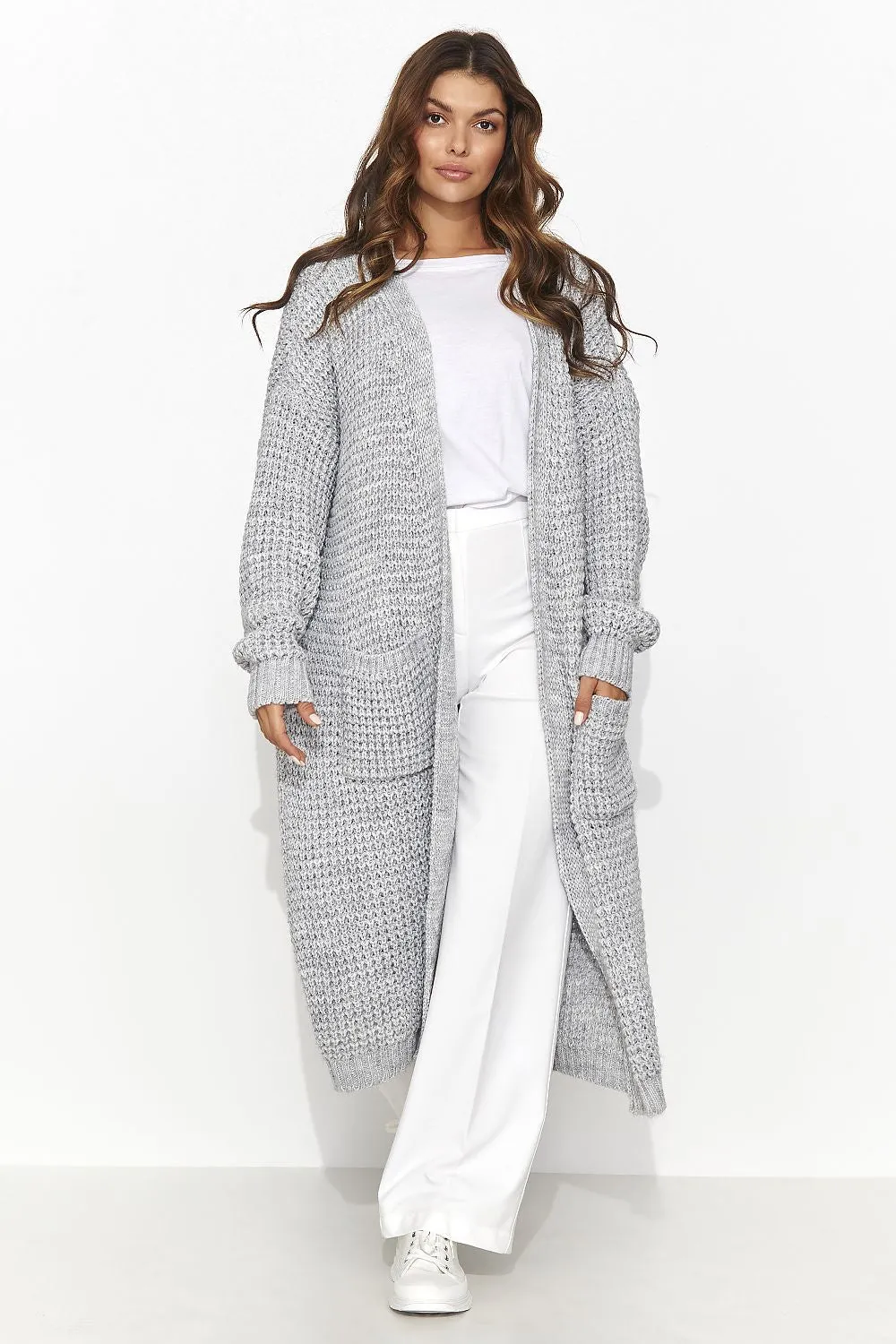 Elegant Open-Front Cardigan with Pockets