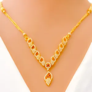 Elegant Sparkling 22k Gold Charming CZ Necklace Set