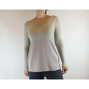 Elk top long sleeve top with split grey wool/lavendar tencil size XS (fits sizes 6-8)