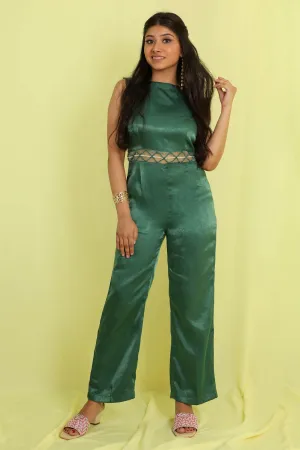 Emerald Green Boat Neck Jumpsuit