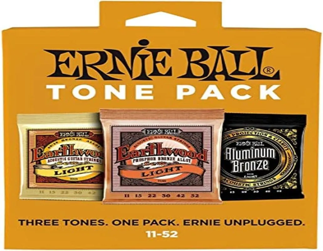 Ernie Ball 3314 Acoustic Guitar Strings Tone Pack, Light 11 - 52, 3 Sets