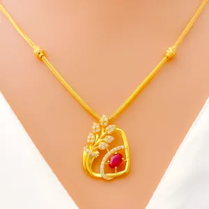 Everlasting Floral 22k Gold CZ Necklace Set