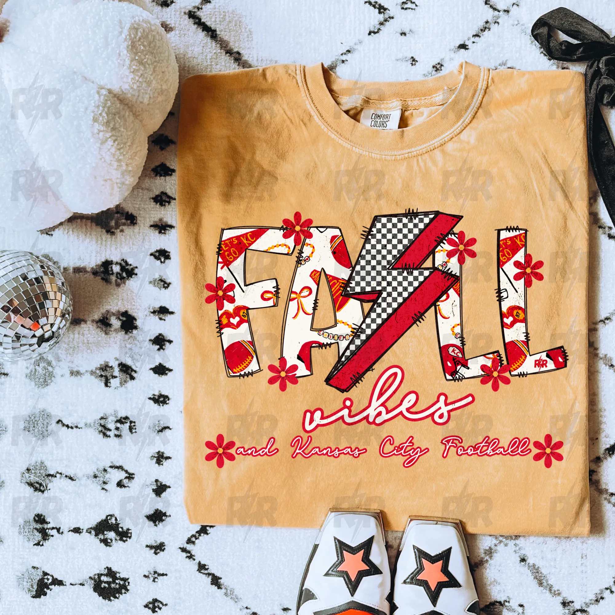 Fall Vibes & Kansas City Football Mustard Tee