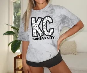 Faux Black Embroidered Kansas City Grey Tie Dye Tee