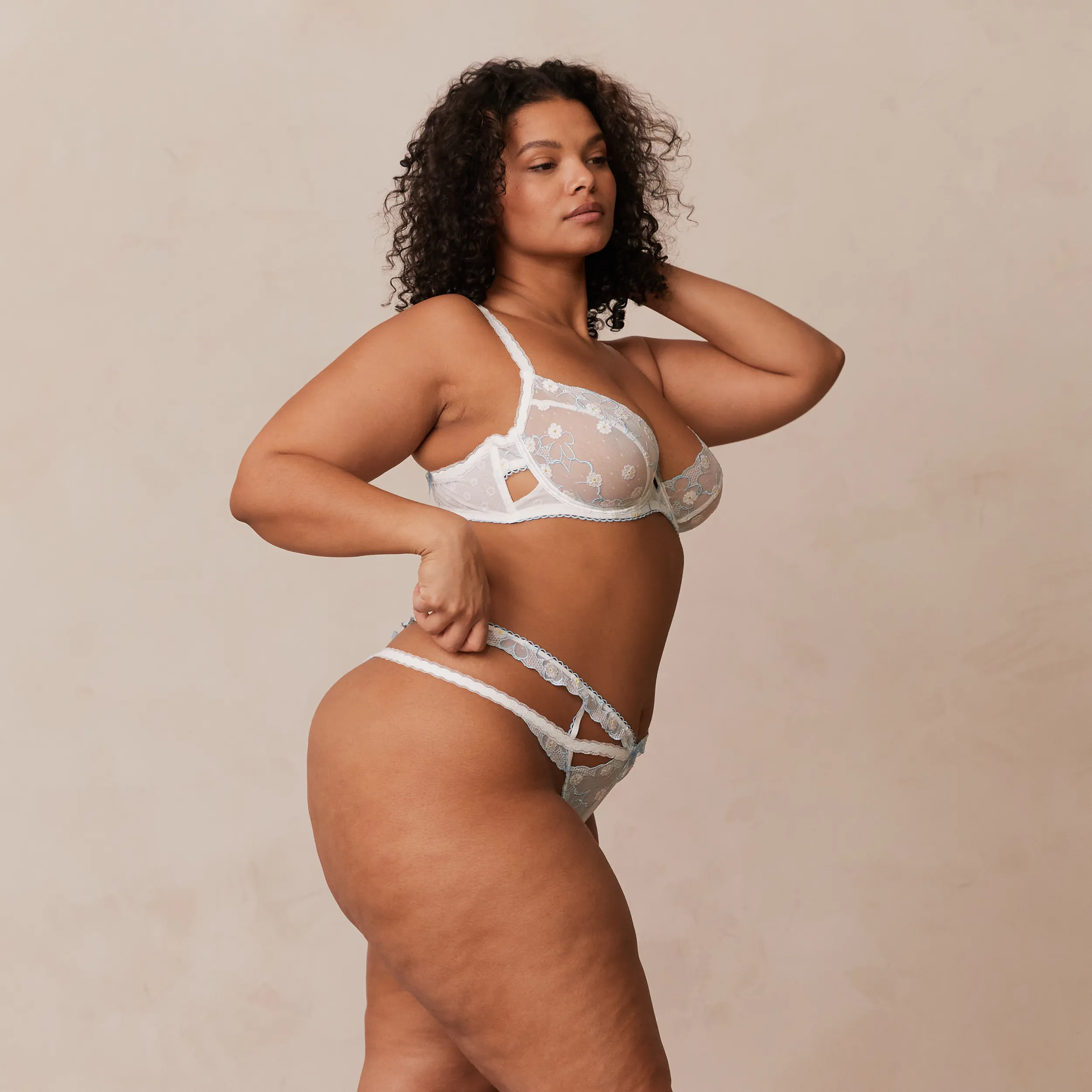 Fleur Balcony Soutien-Gorge - Blanc et Bleu