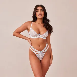 Fleur Balcony Soutien-Gorge - Blanc et Bleu