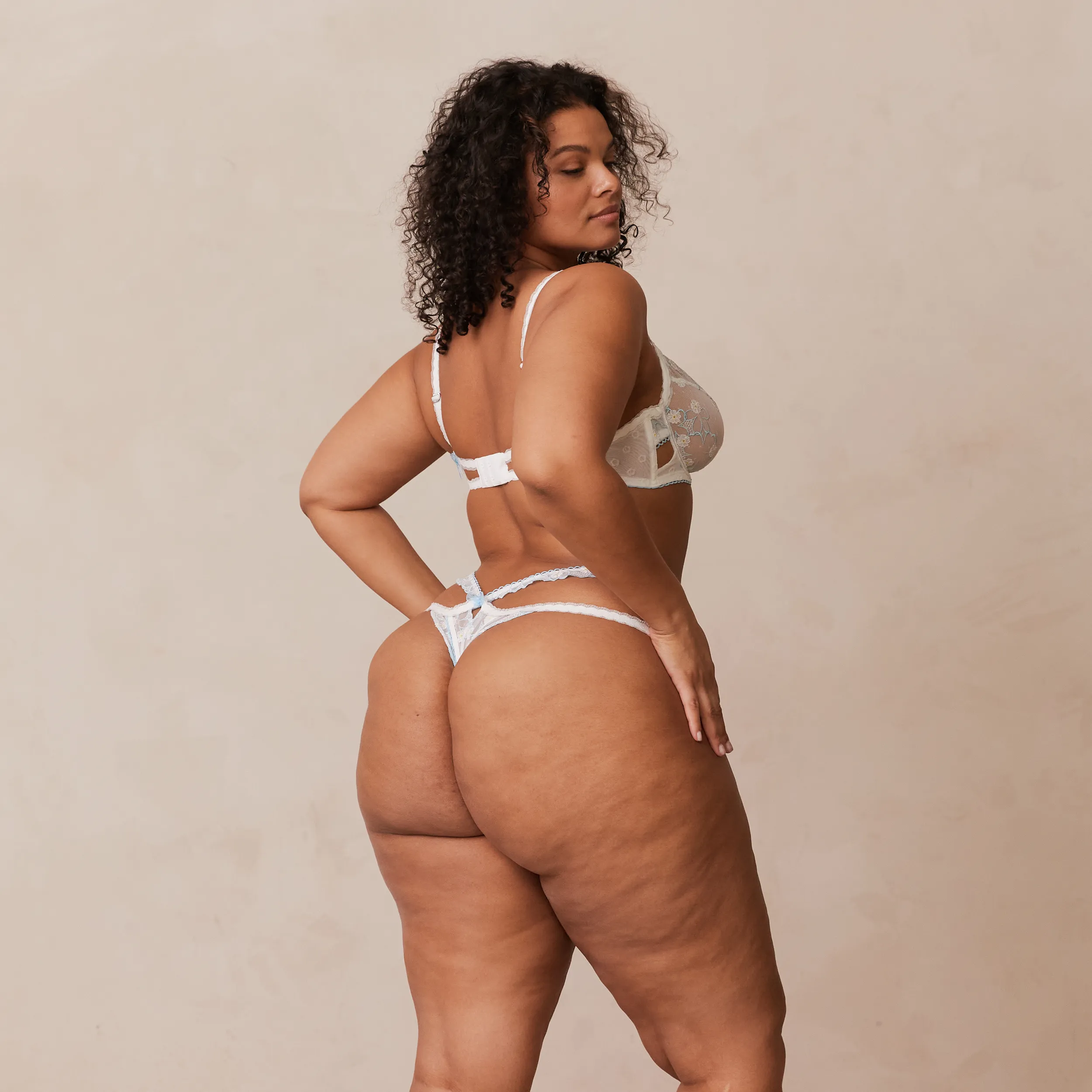 Fleur Balcony Soutien-Gorge - Blanc et Bleu