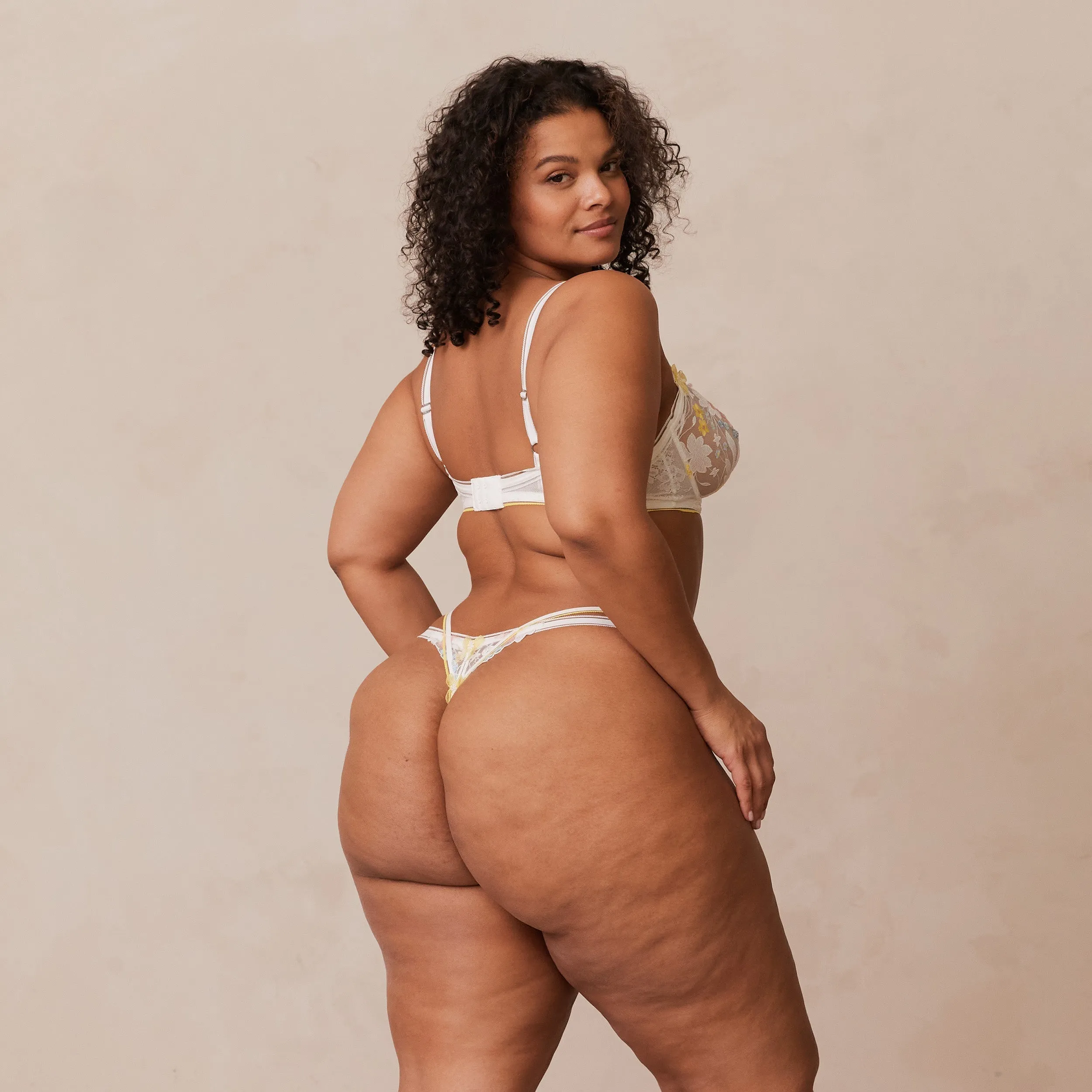 Fleur Balcony Soutien-Gorge - Blanc et Jaune