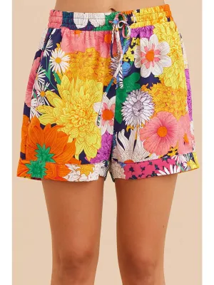 Floral Navy Drawstring Shorts