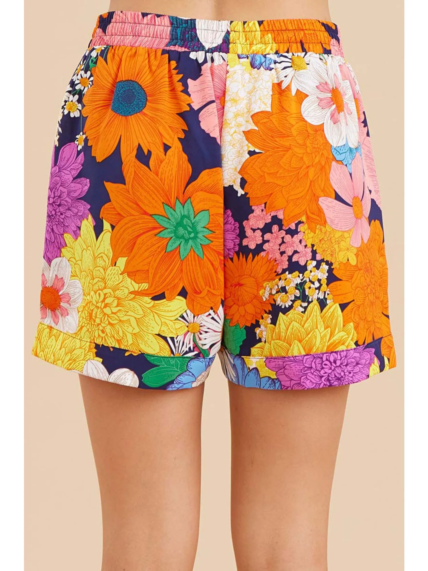 Floral Navy Drawstring Shorts