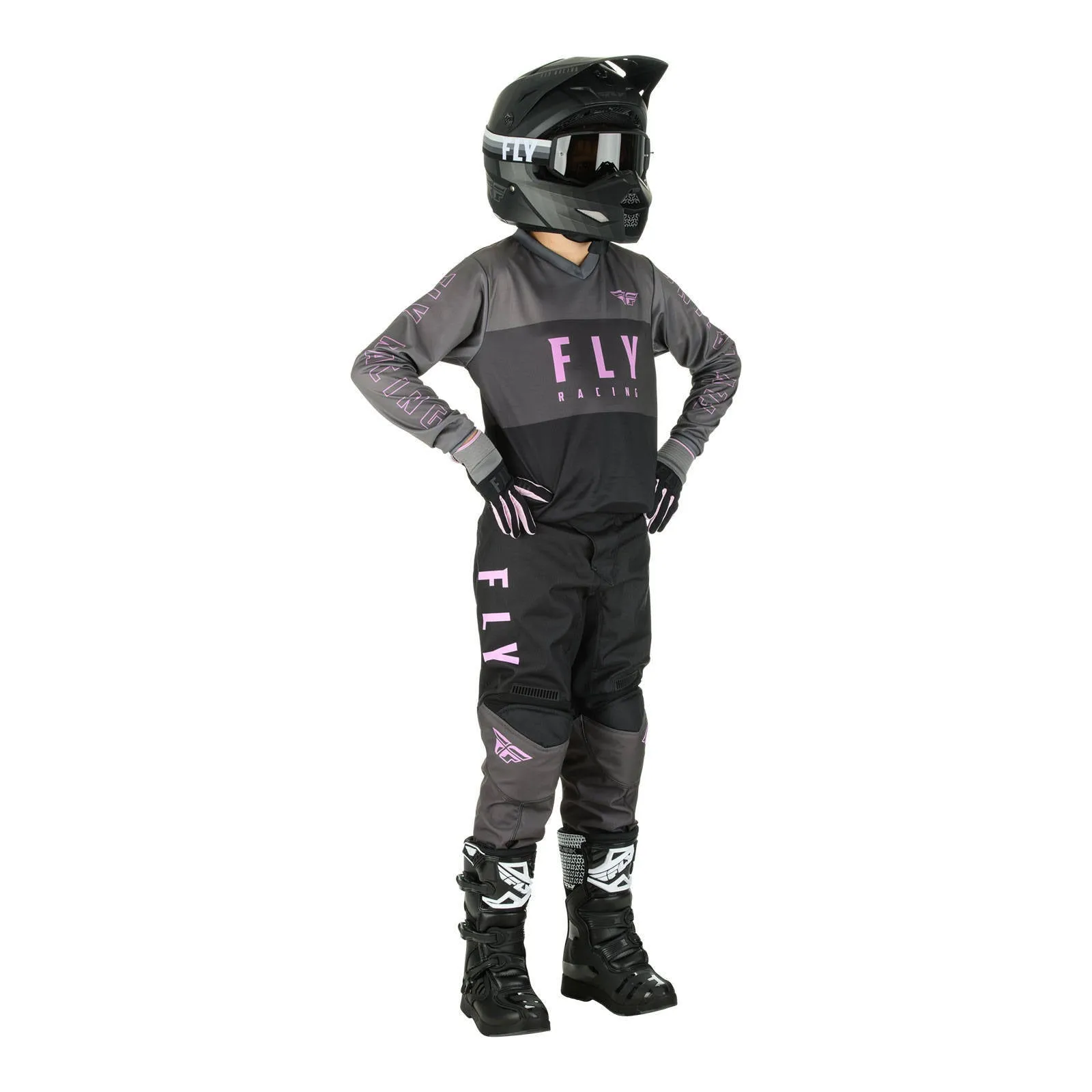 Fly Racing 2022 Youth F-16 Pant - Grey / Black / Pink