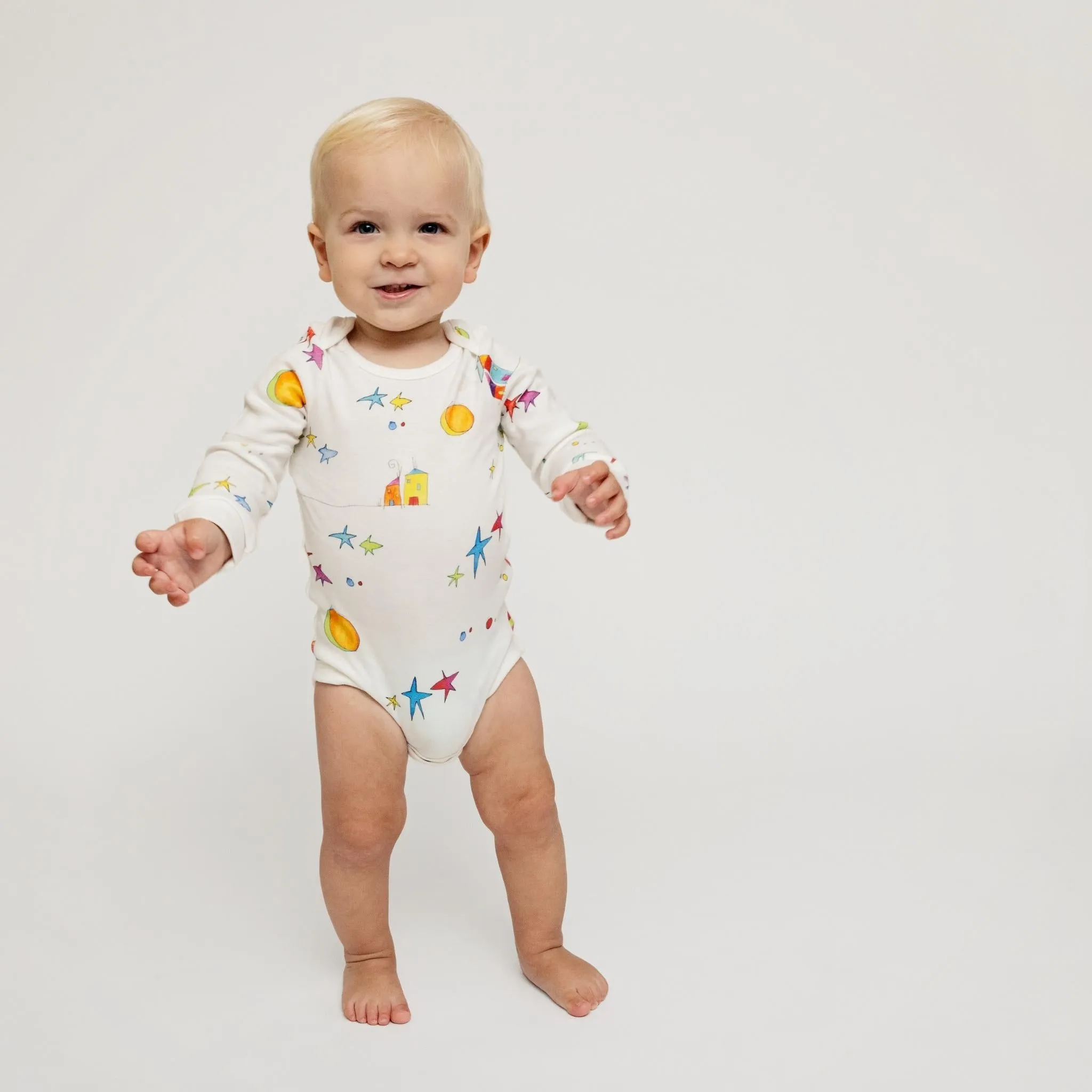 Flying Edna x From Babies with Love all over print organic bodysuit