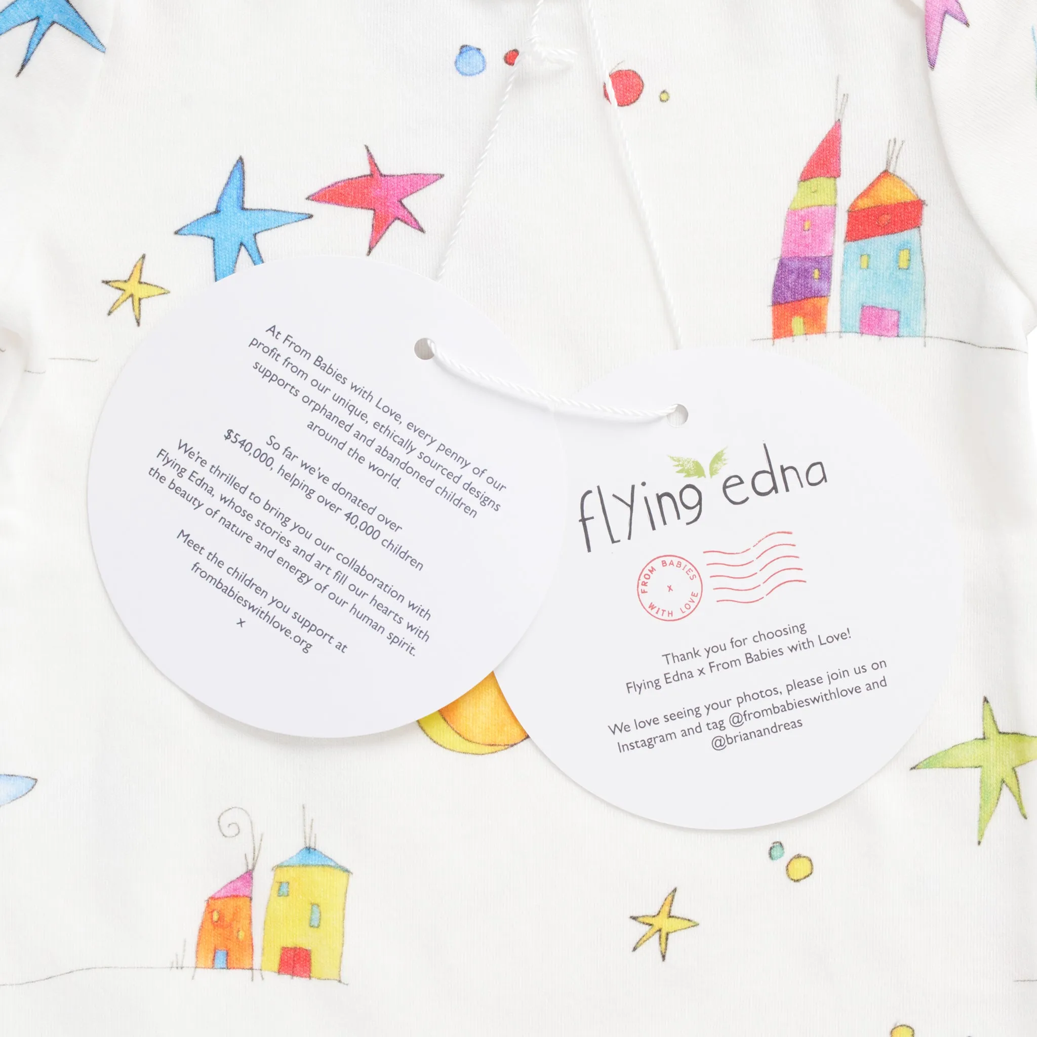 Flying Edna x From Babies with Love all over print organic bodysuit