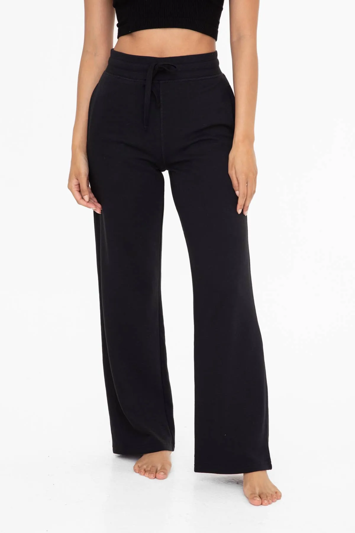French Terry Straight Leg Sweatpants - Black & Grey