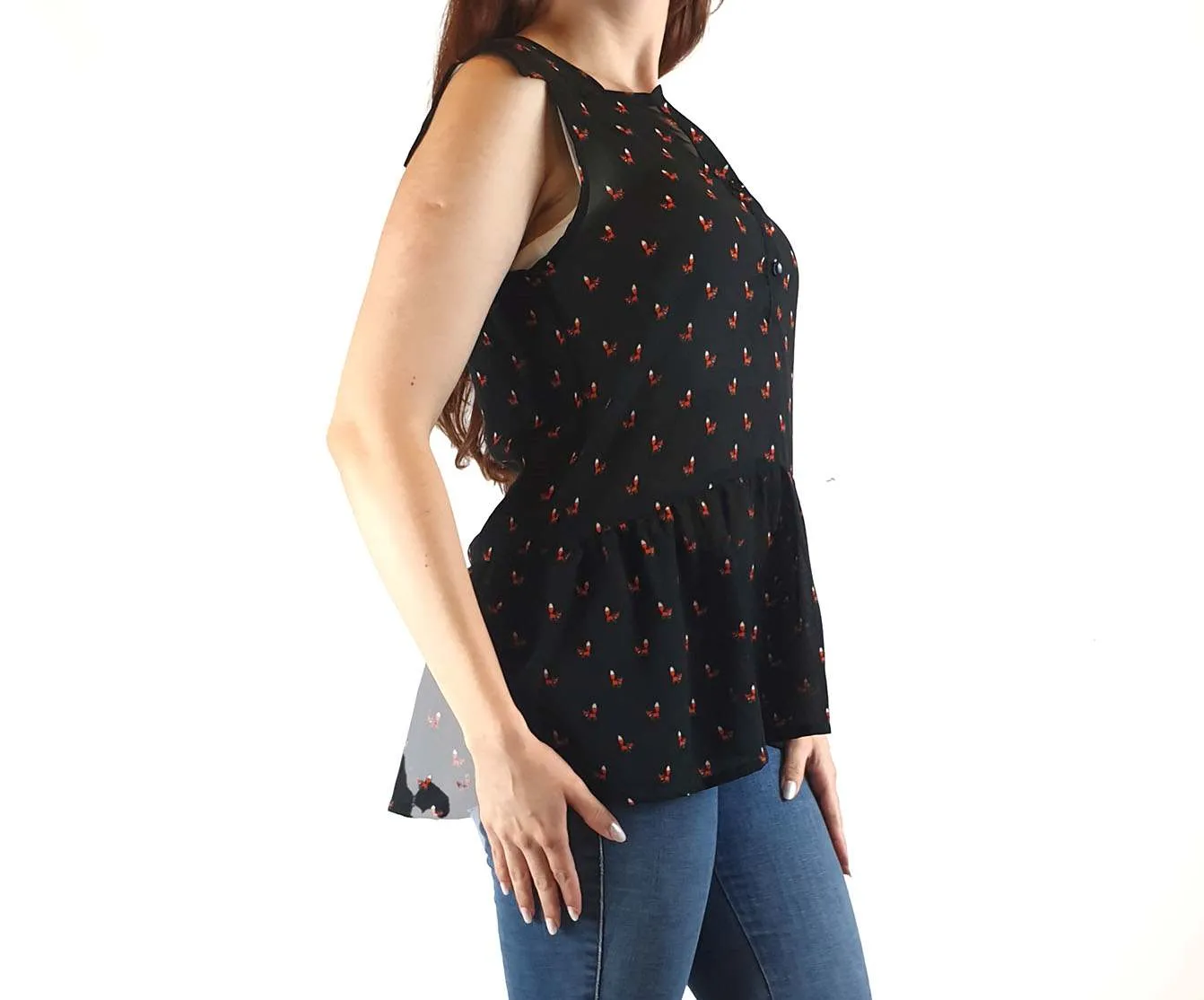 Gaudi black fox print top size M (small fit, best fits size 10)