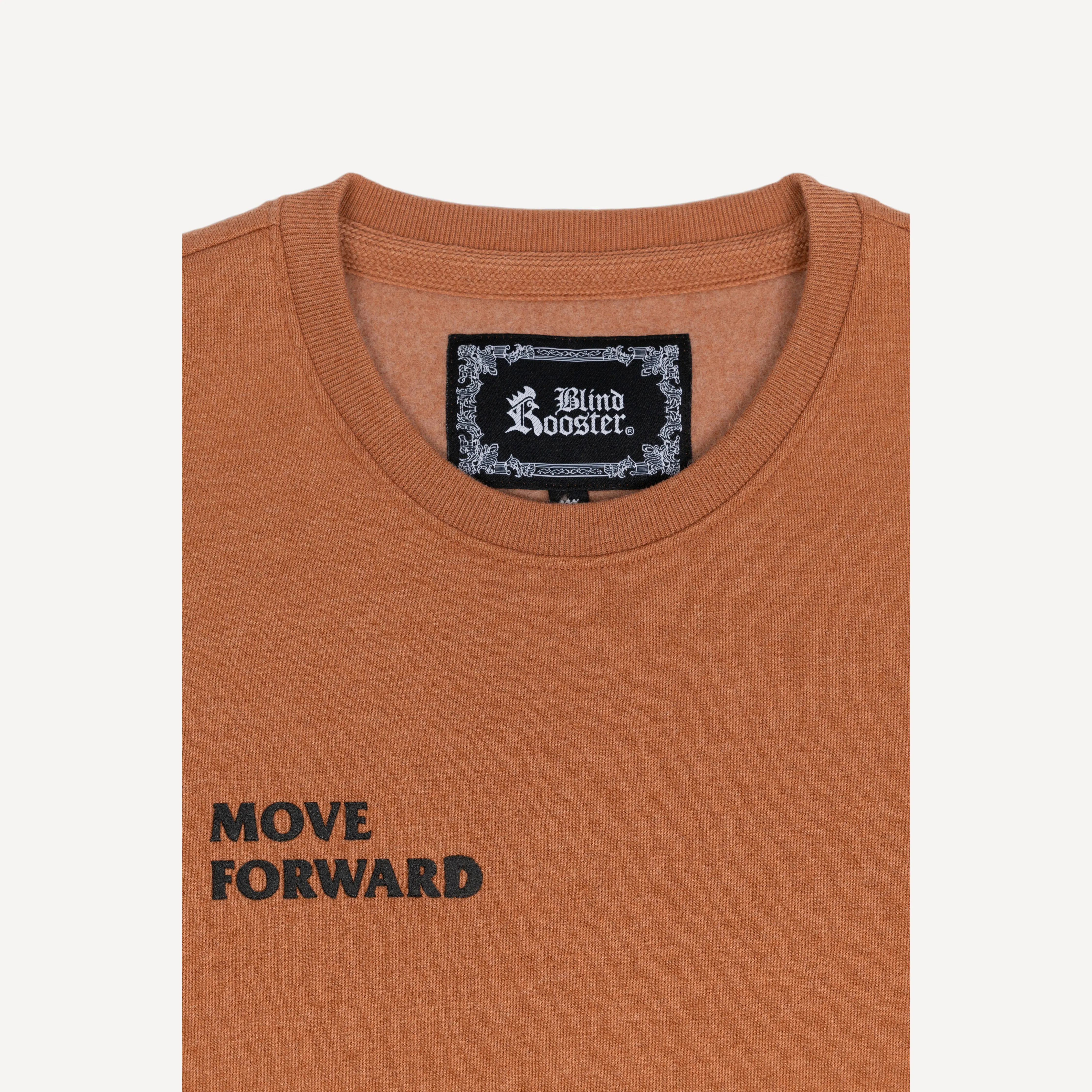 Gender Neutral Graphic Wraparound Crewneck Sweatshirt - Amber Brown / Move Forward