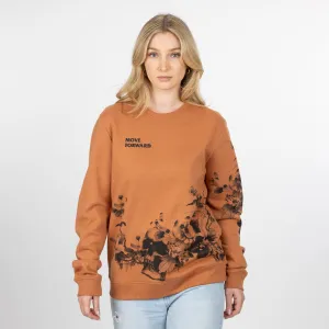 Gender Neutral Graphic Wraparound Crewneck Sweatshirt - Amber Brown / Move Forward