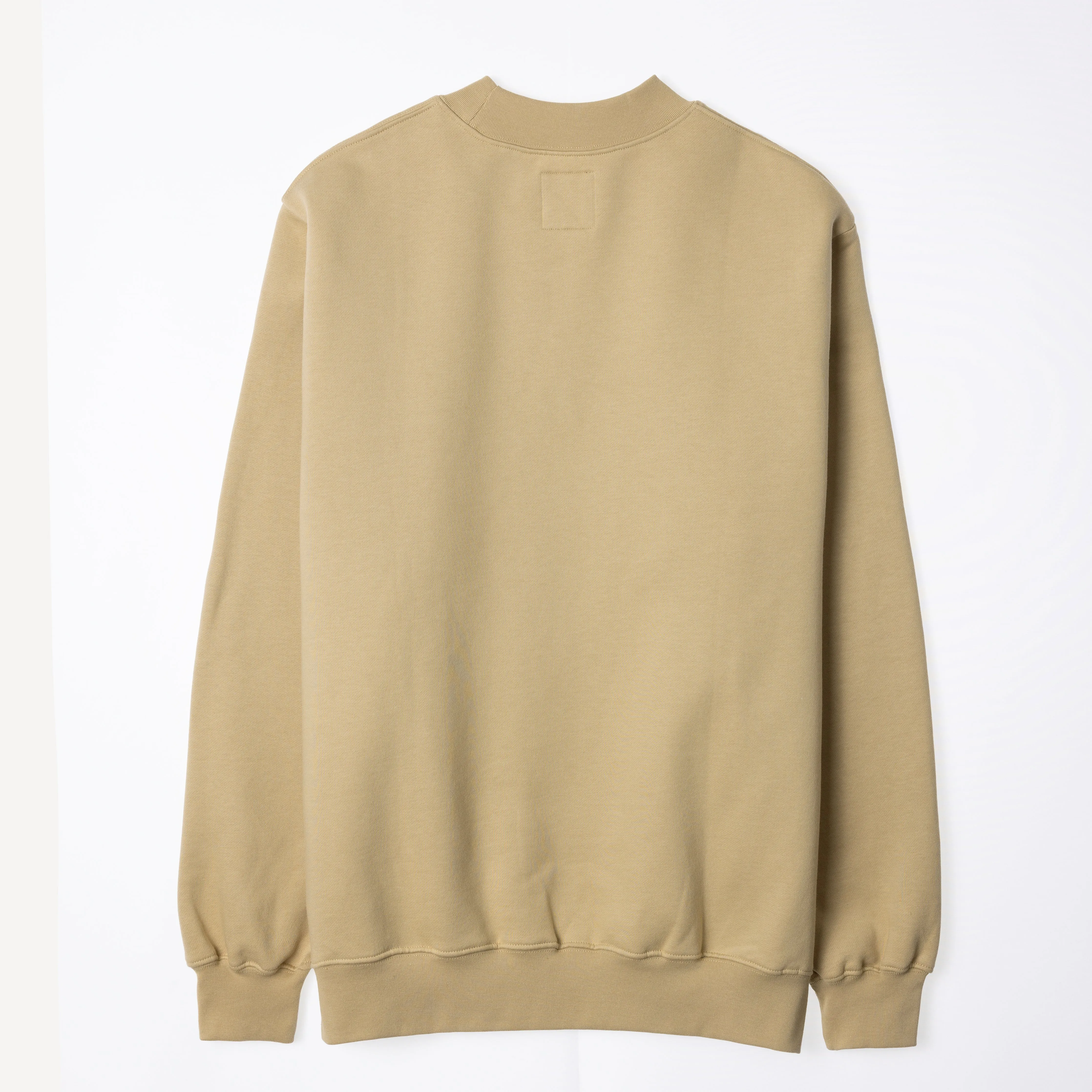 Gender Neutral Oversized Fleece Crew Sweatshirt - Pale Khaki