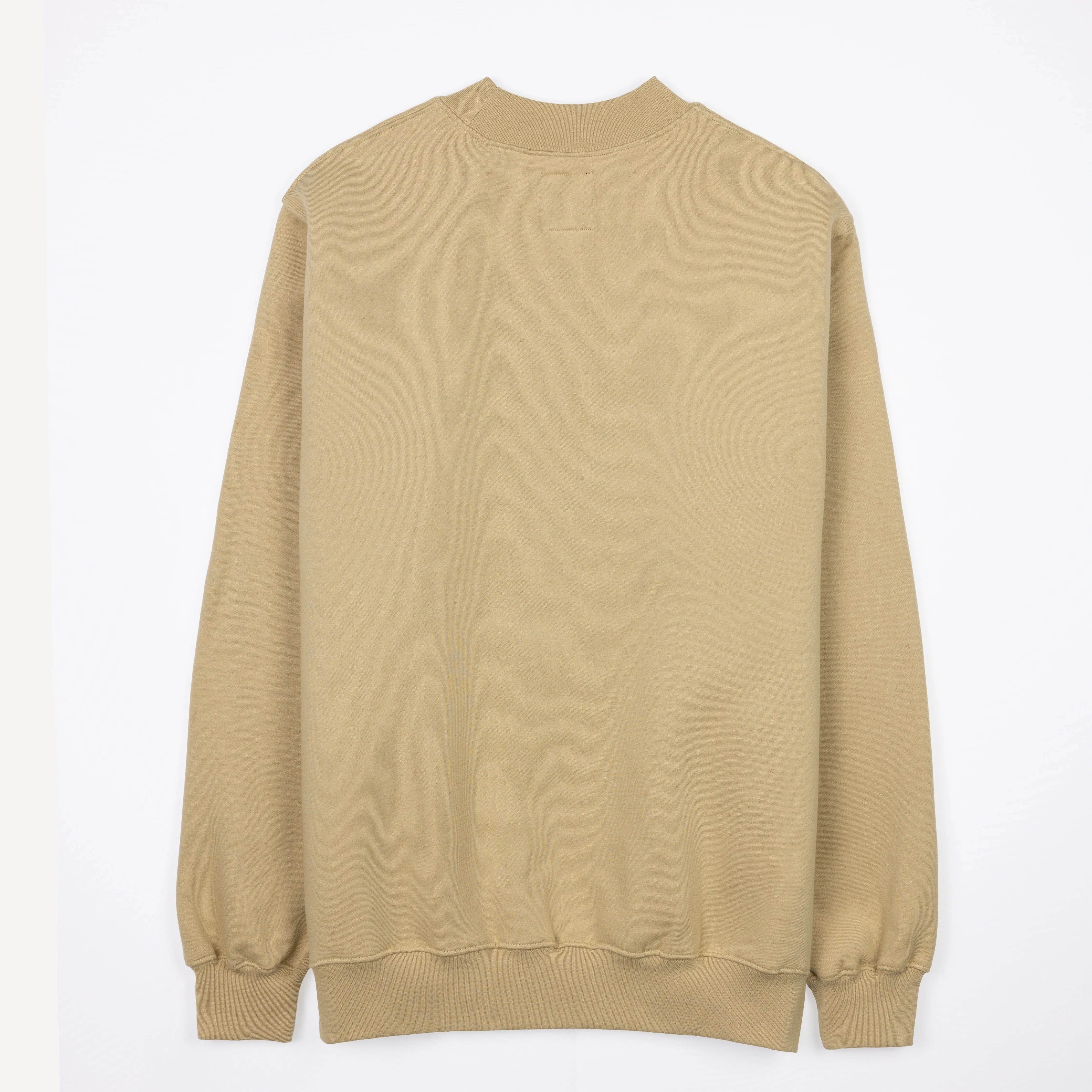 Gender Neutral Oversized Fleece Crew Sweatshirt - Pale Khaki