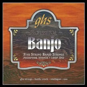 GHS Professional Five String Banjo Strings Set, Phosphor Bronze, Loop End, PF150 LIGHT
