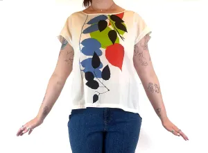 Ginkgo white top with leaf print size 1 (best fits size 12)