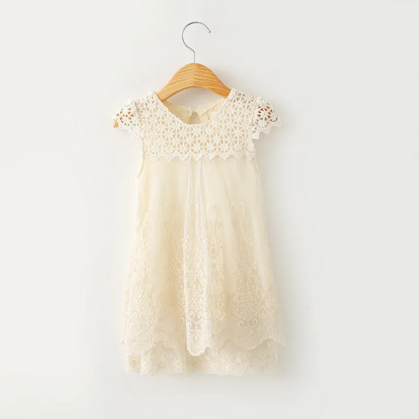 Girls Dress Clothing Children Fashion Lace Princess Dress Kids Party O-Neck Dresses
