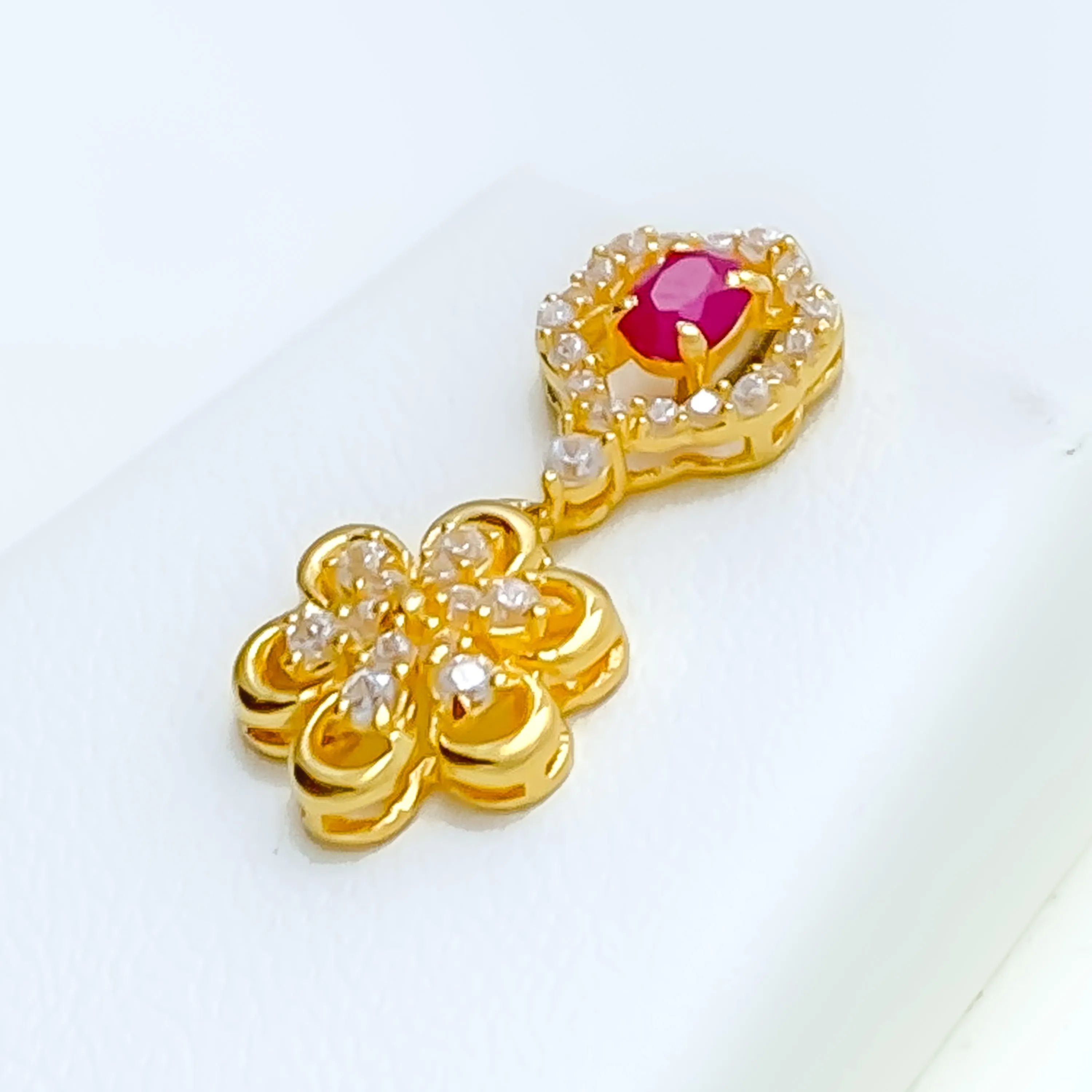 Gorgeous Alternating Floral 22k Gold CZ Necklace Set