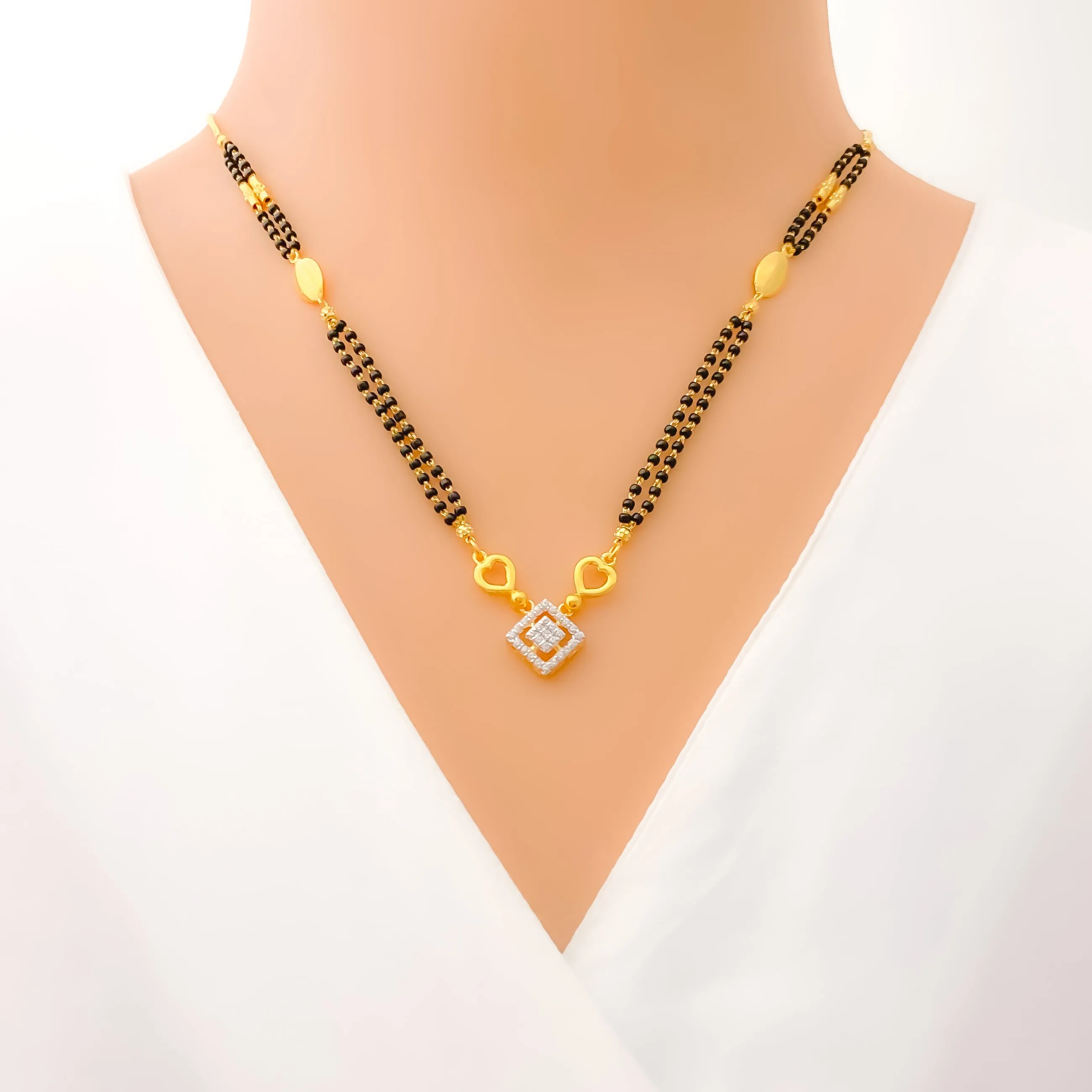 Graceful Geometric 22k Gold CZ Mangal Sutra