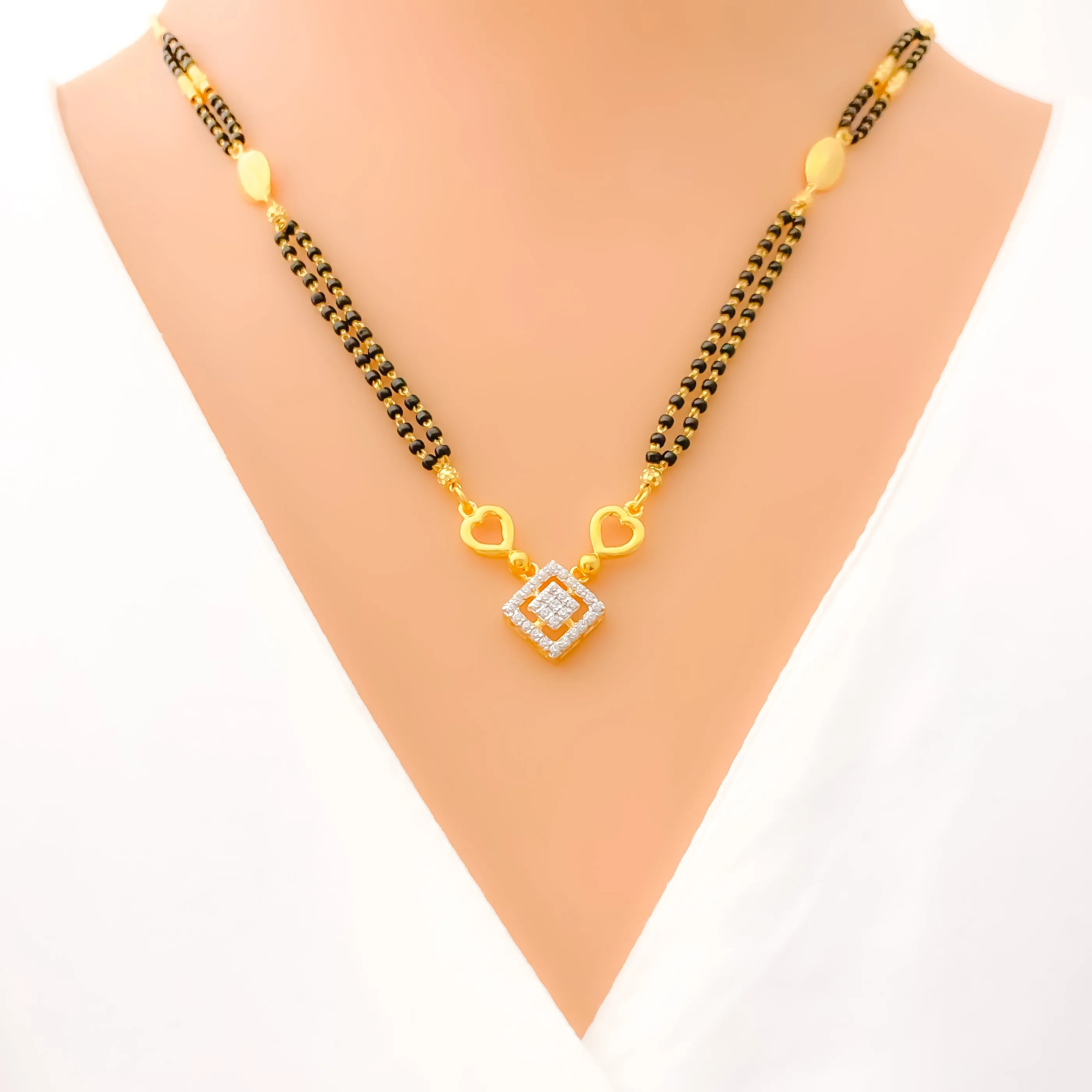 Graceful Geometric 22k Gold CZ Mangal Sutra