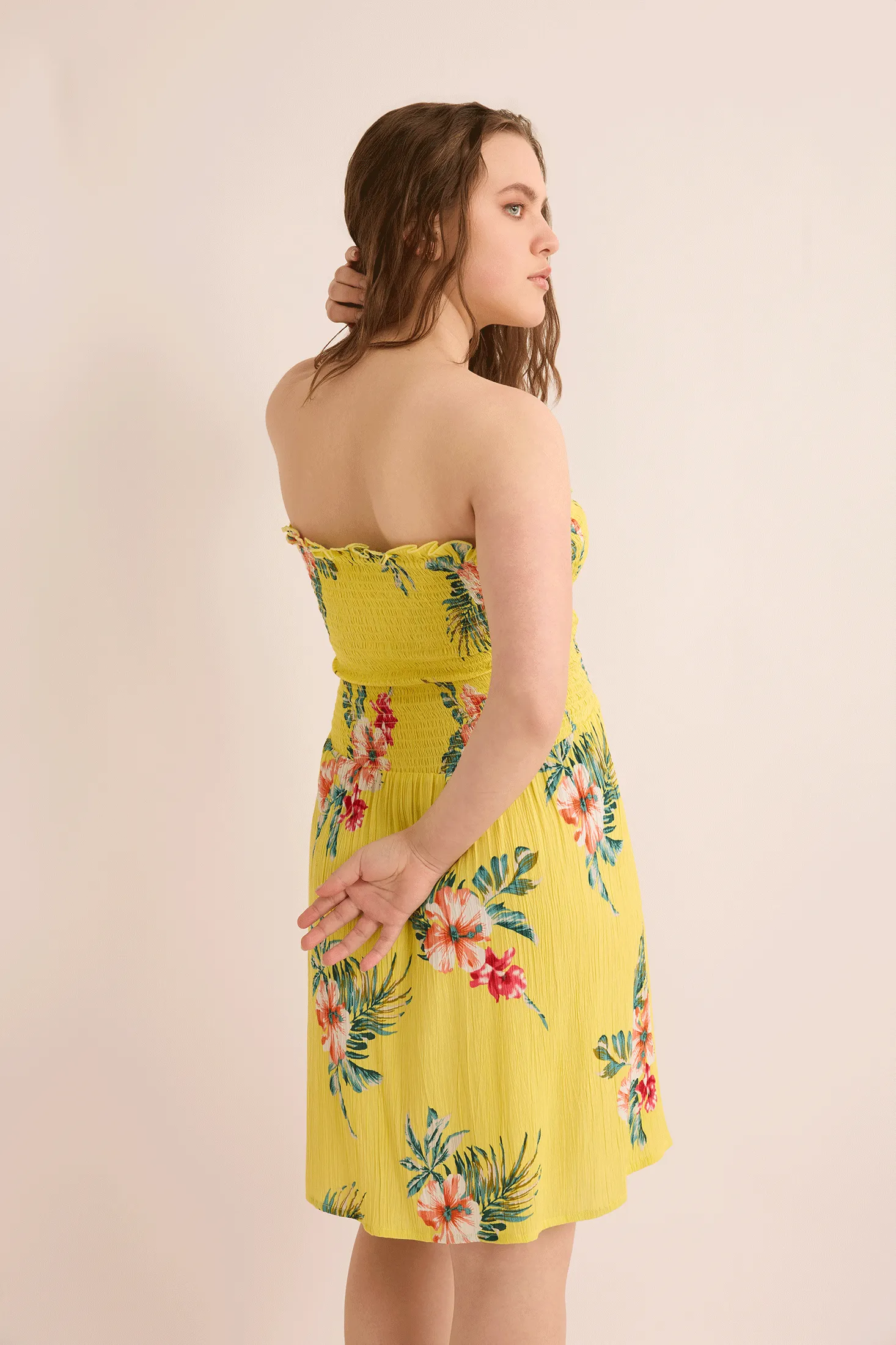 Grace's Morning Strapless Dress In Yellow