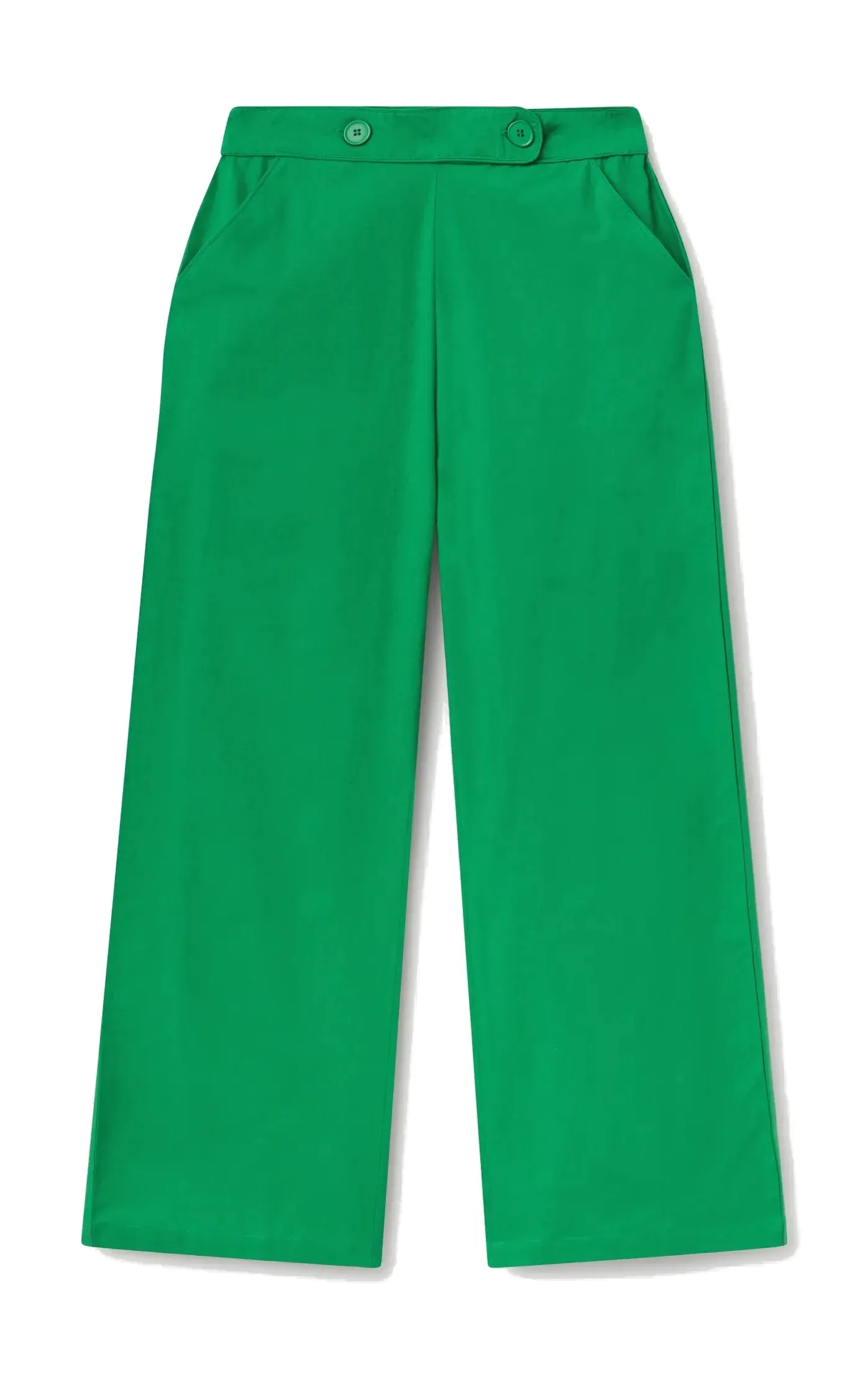 Green Straight Buttoned Trousers