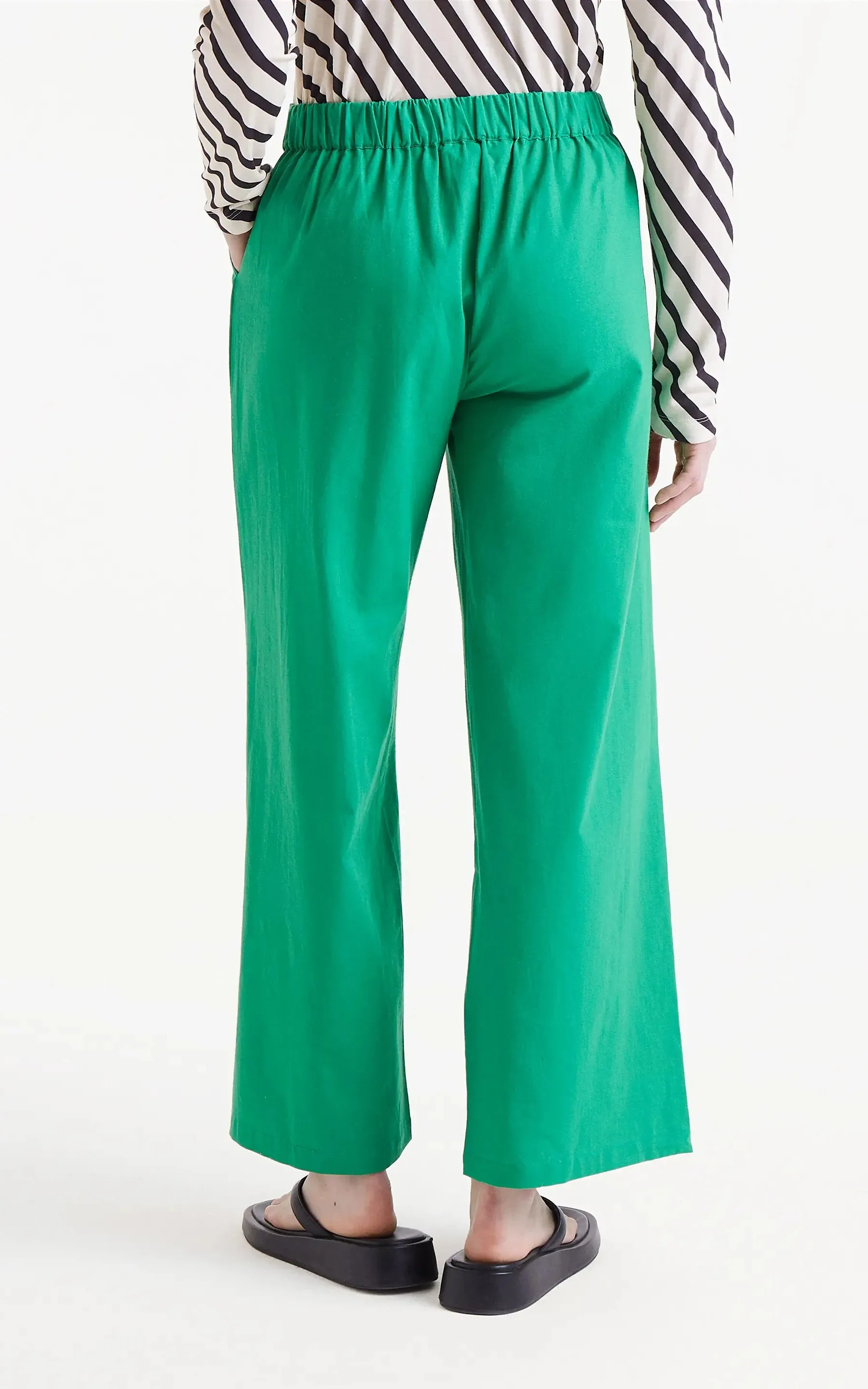 Green Straight Buttoned Trousers