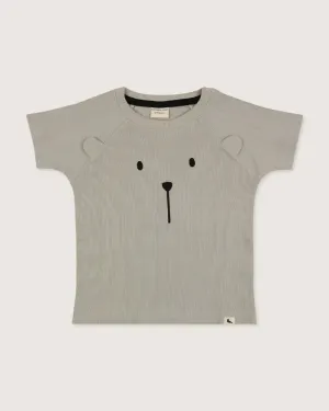 Grey Bear Face Print Top