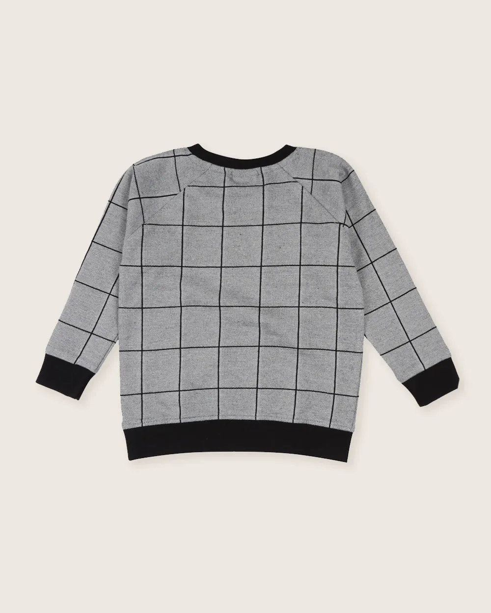 Grey Window Pane Check Print Sweatshirt