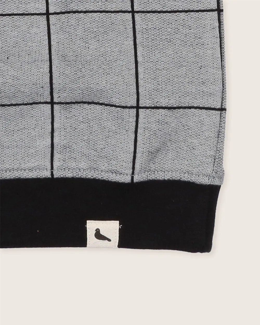 Grey Window Pane Check Print Sweatshirt