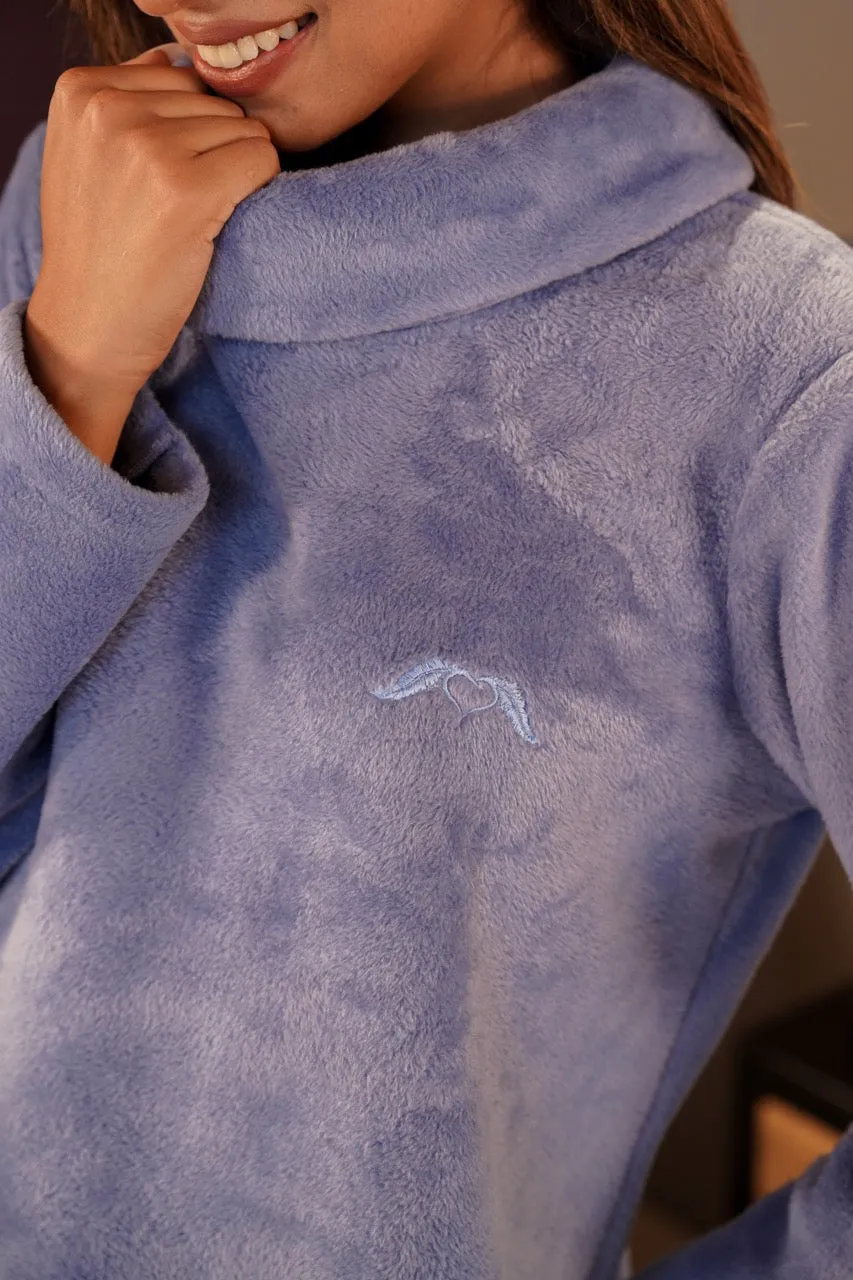 High Neck Super Soft Light Blue Woollen Set