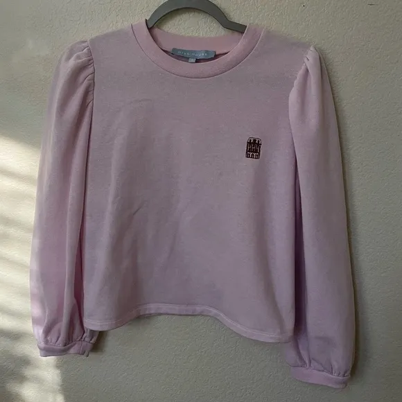 HILL HOUSE | Cozy Light Pink Puff Sleeve Teddy Top and Pajama Pant Set | Size S