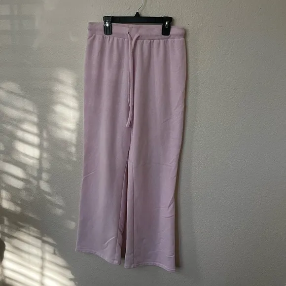 HILL HOUSE | Cozy Light Pink Puff Sleeve Teddy Top and Pajama Pant Set | Size S