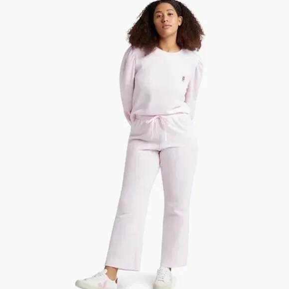 HILL HOUSE | Cozy Light Pink Puff Sleeve Teddy Top and Pajama Pant Set | Size S