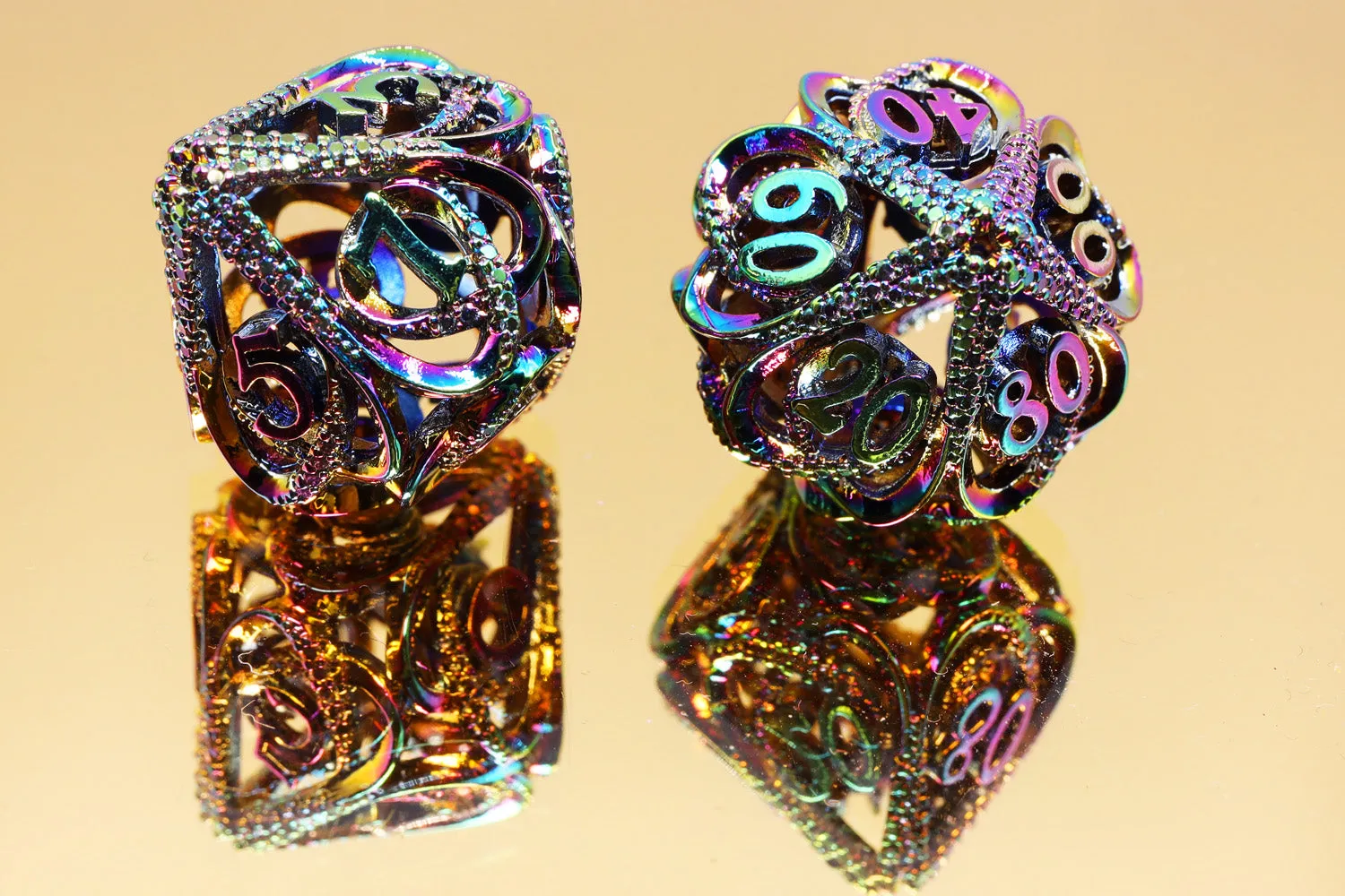 Hollow Hearts: Jeweled Burnt Opal -  Metal RPG Dice Set
