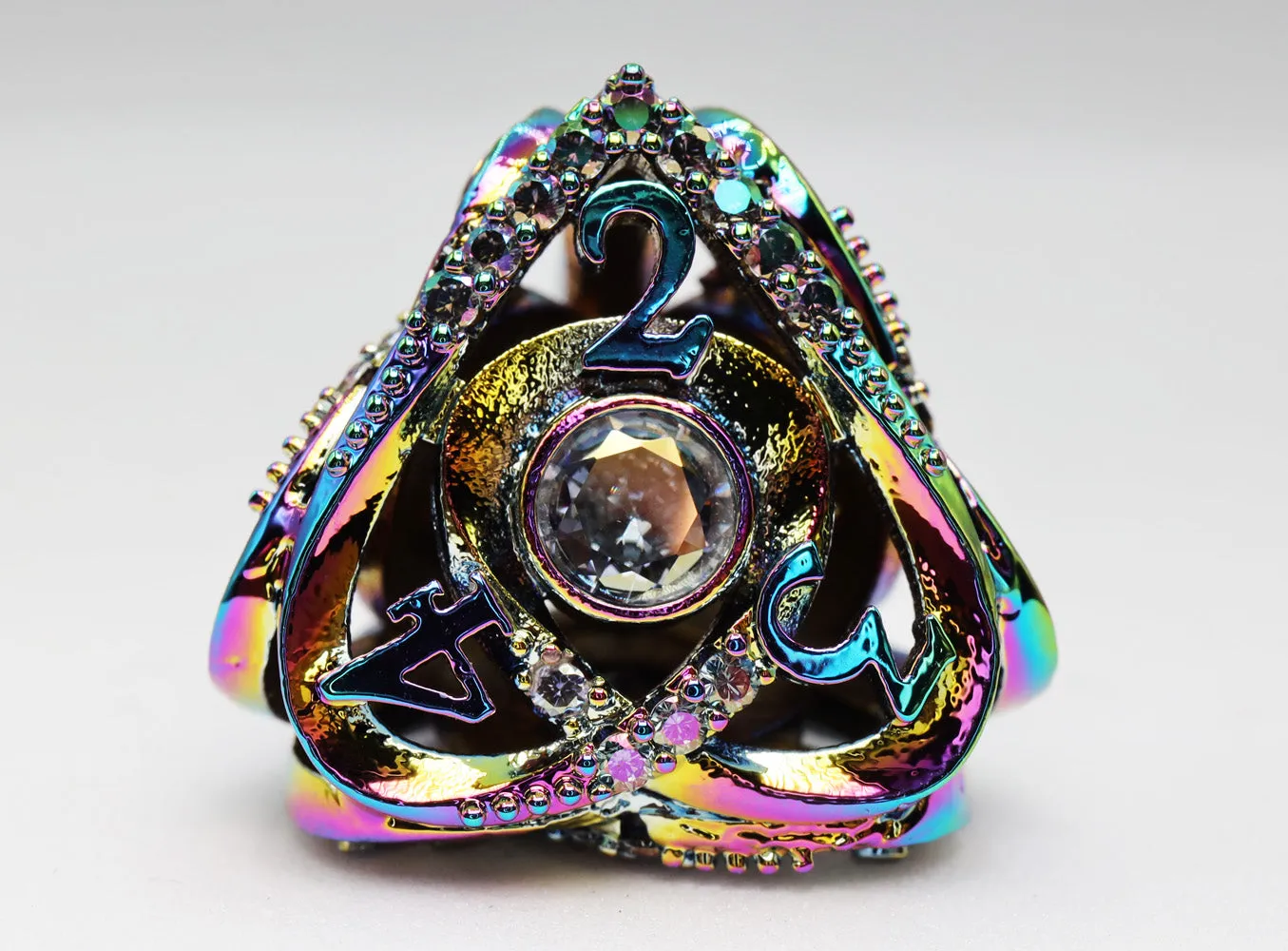 Hollow Hearts: Jeweled Burnt Opal -  Metal RPG Dice Set