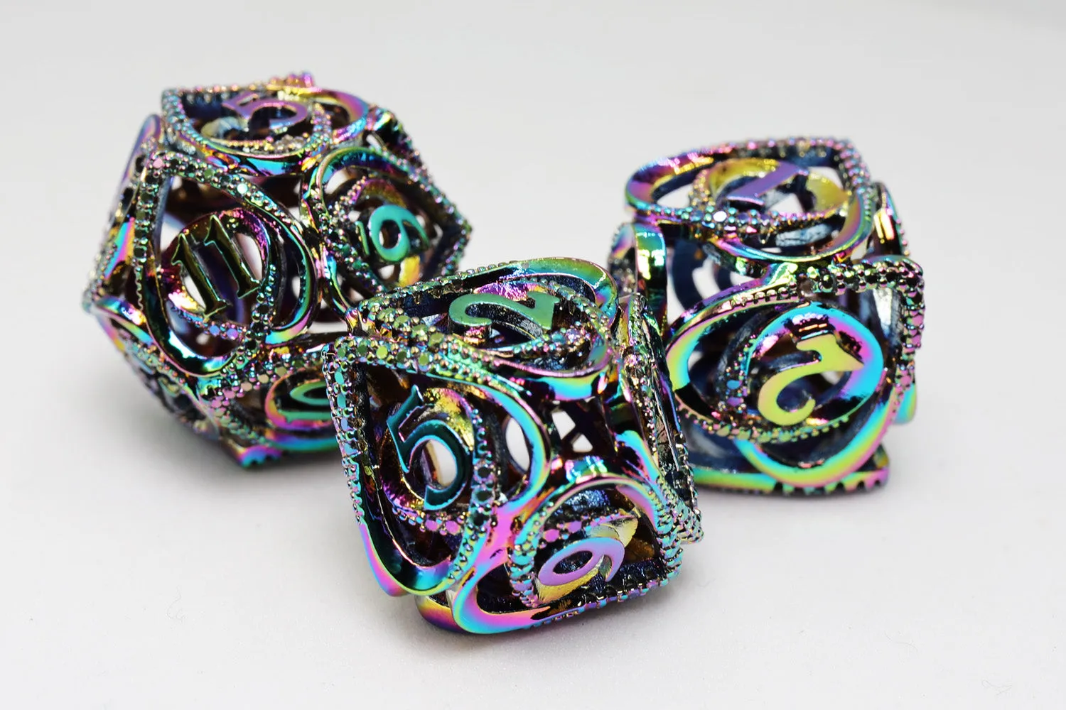 Hollow Hearts: Jeweled Burnt Opal -  Metal RPG Dice Set