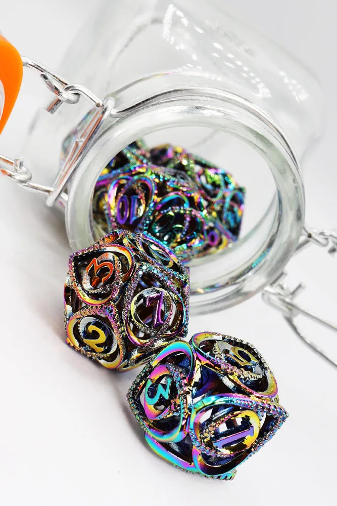 Hollow Hearts: Jeweled Burnt Opal -  Metal RPG Dice Set