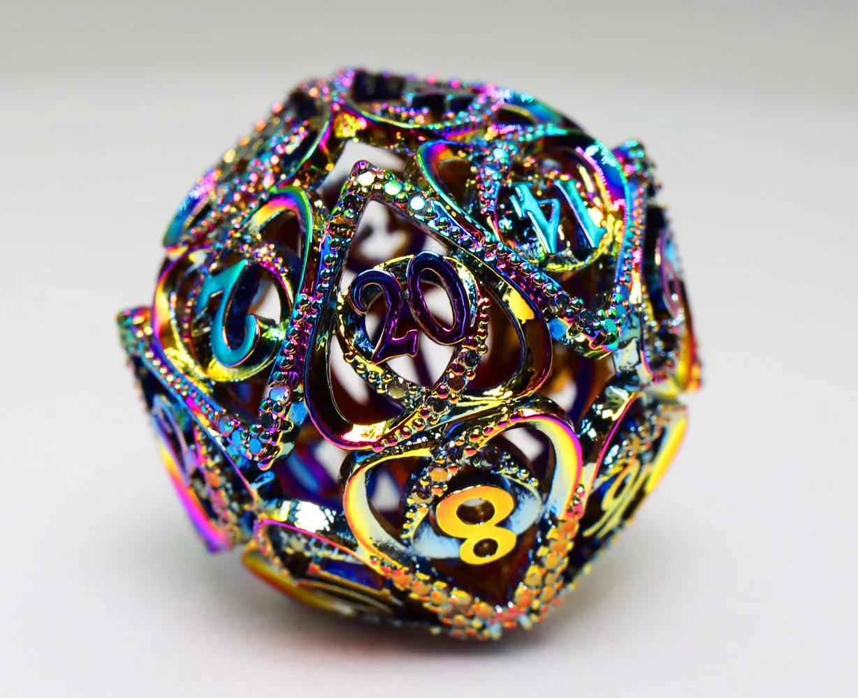Hollow Hearts: Jeweled Burnt Opal -  Metal RPG Dice Set