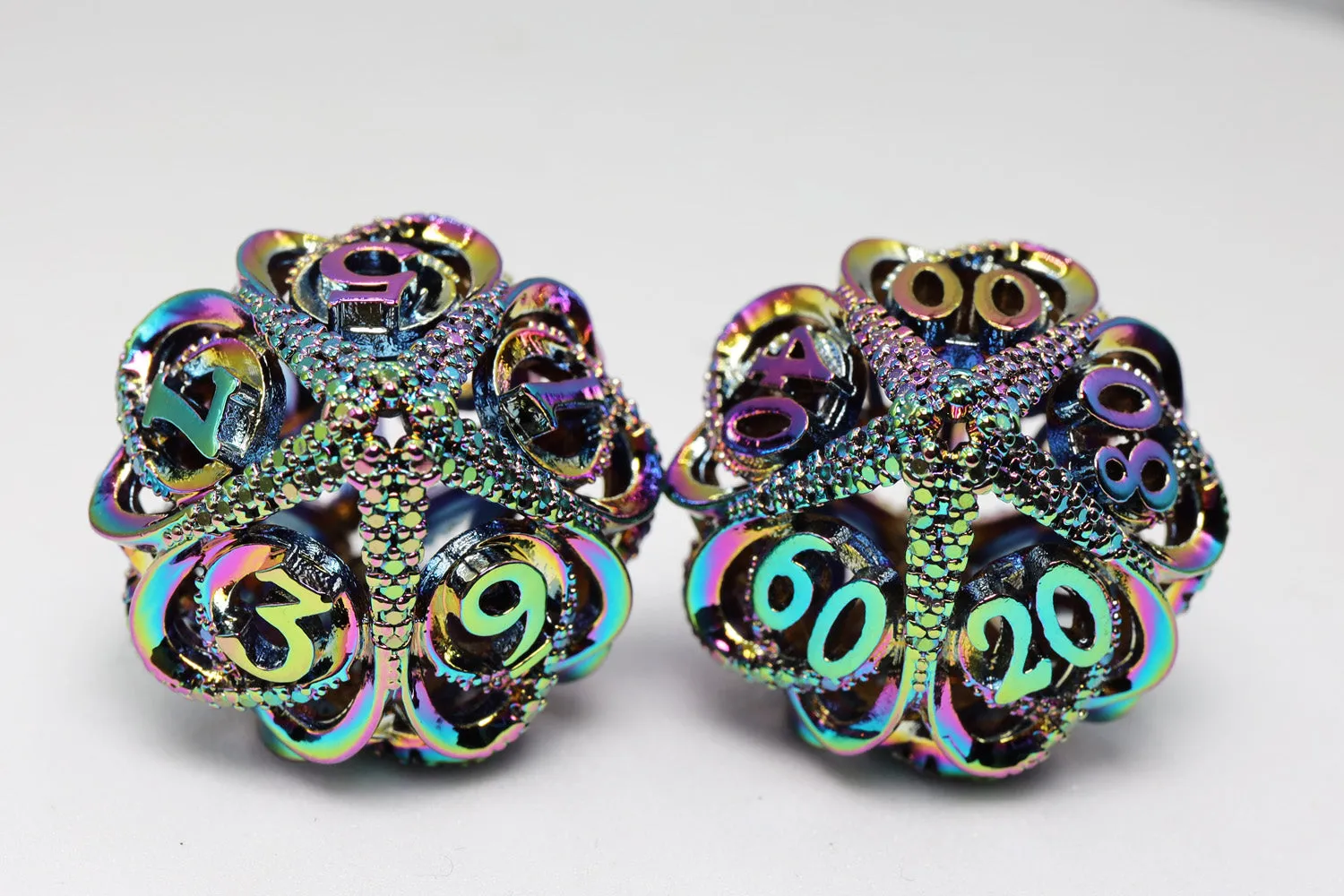 Hollow Hearts: Jeweled Burnt Opal -  Metal RPG Dice Set